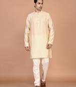 Men's solid silk straight kurta