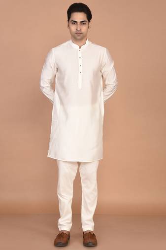Men's solid silk straight kurta