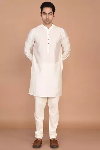 Men's solid silk straight kurta