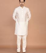 Men's solid silk straight kurta