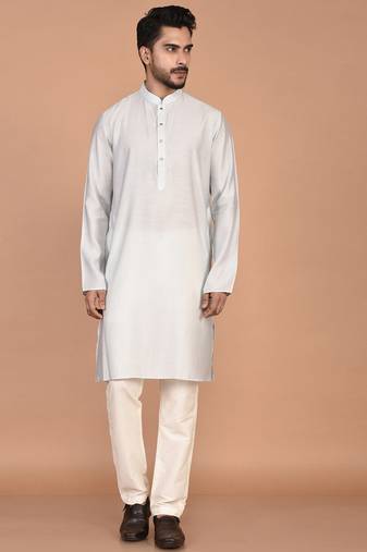 Men's solid silk straight kurta