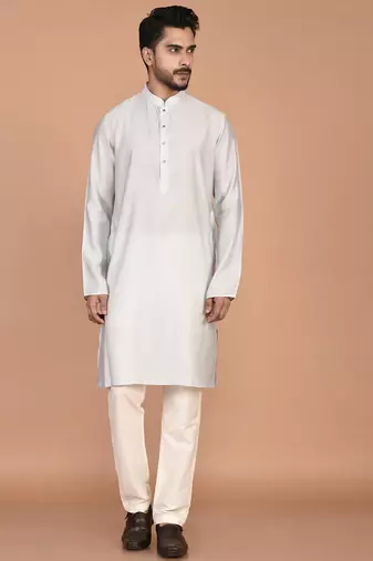 Men's solid silk straight kurta