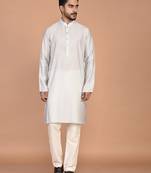 Men's solid silk straight kurta
