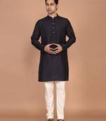 Men's solid silk straight kurta