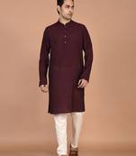 Men's solid silk straight kurta