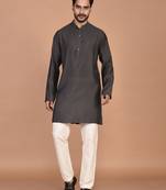 Men's solid silk straight kurta