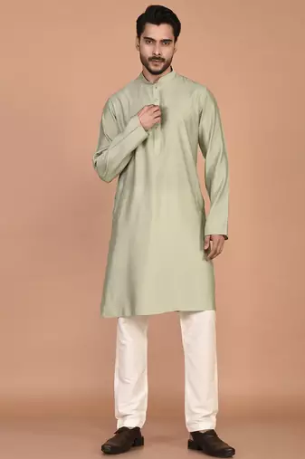 Men's solid silk straight kurta
