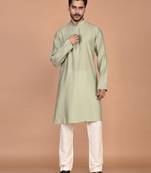 Men's solid silk straight kurta