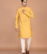 Men's solid silk straight kurta