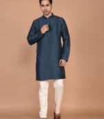 Men's solid silk straight kurta