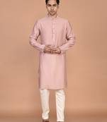 Men's solid silk straight kurta