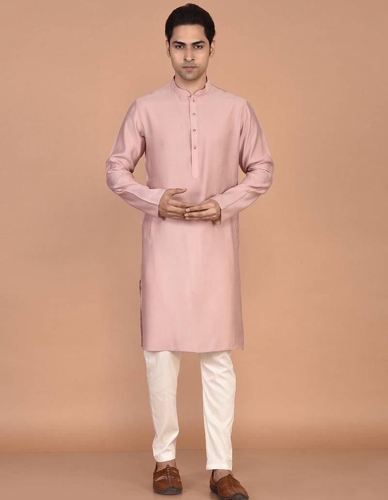 Men's solid silk straight kurta