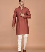 Men's solid silk straight kurta