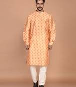 Men's printed straight silk kurta