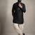 Black embroidered dupion silk kurta dhoti