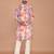 Men's abstract printed cotton kurta with thread embroidery