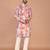 Men's abstract printed cotton kurta with thread embroidery