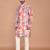 Men's abstract printed cotton kurta with thread embroidery