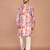 Men's abstract printed cotton kurta with thread embroidery