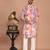 Men's abstract printed cotton kurta with thread embroidery