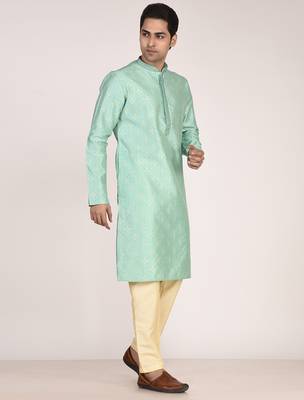 Men's premium silk kurta with thread work 4