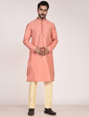 Men's premium silk kurta with thread work 4