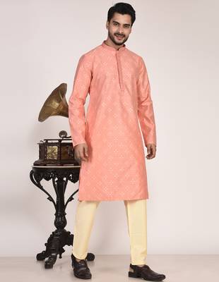 Men's premium silk kurta with thread work 5
