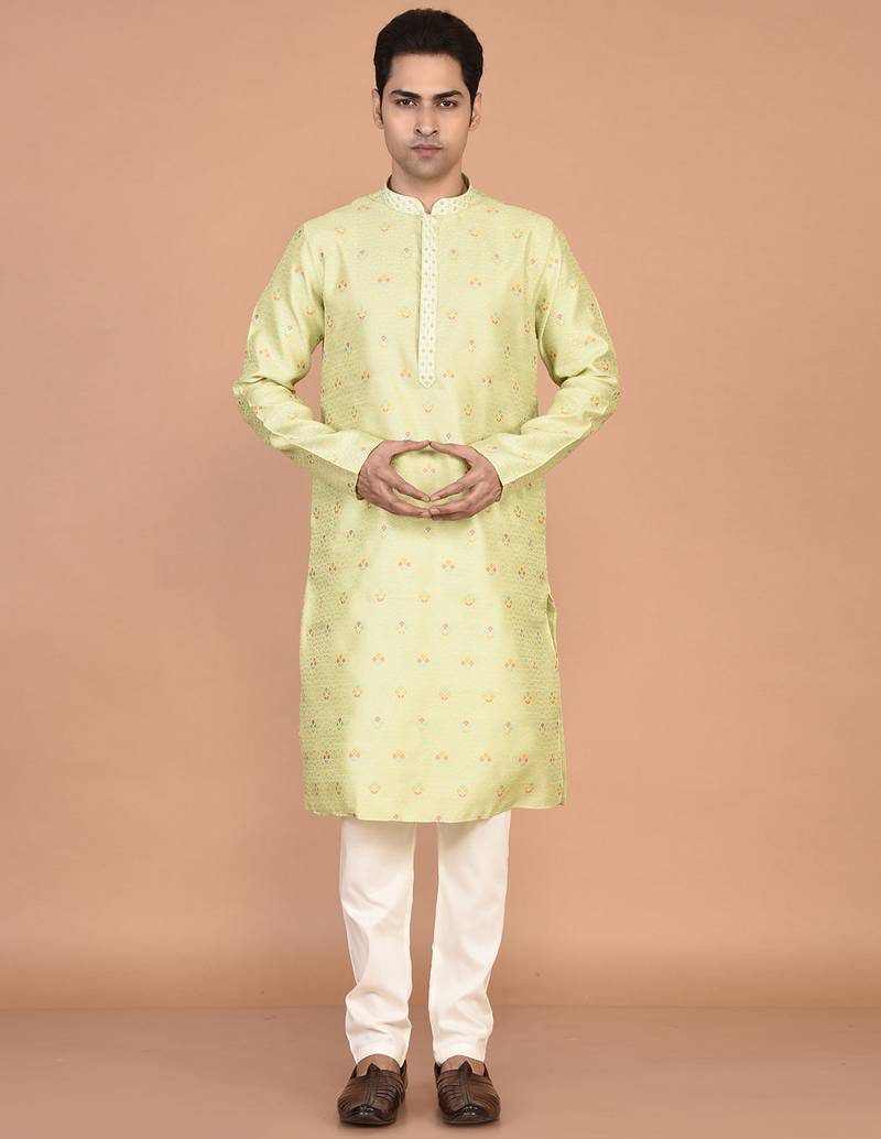 Men's premium silk kurta with thread work