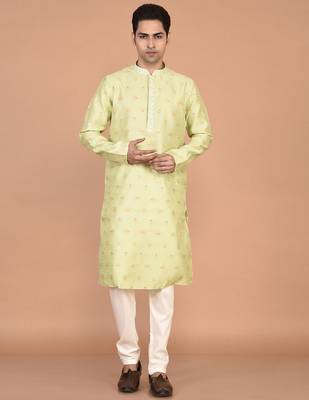 Men's premium silk kurta with thread work 4