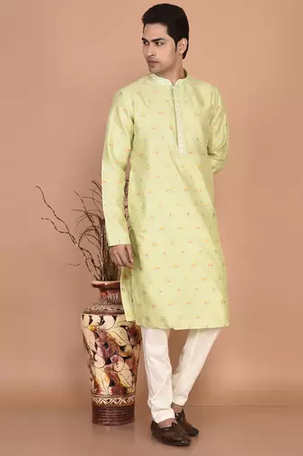 Men's premium silk kurta with thread work