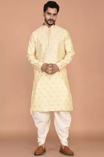 Men's premium silk kurta with thread work