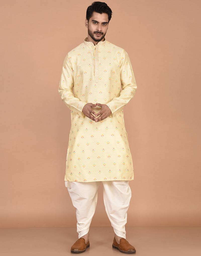 Men's premium silk kurta with thread work