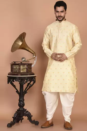 Men's premium silk kurta with thread work
