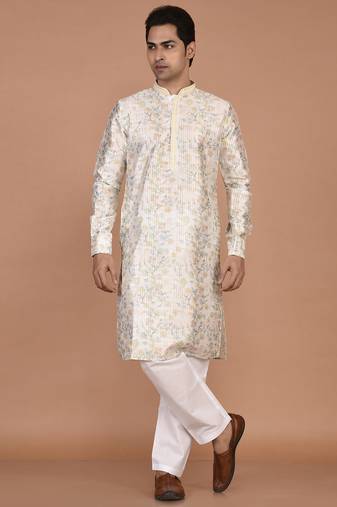 Men's premium silk printed kurta