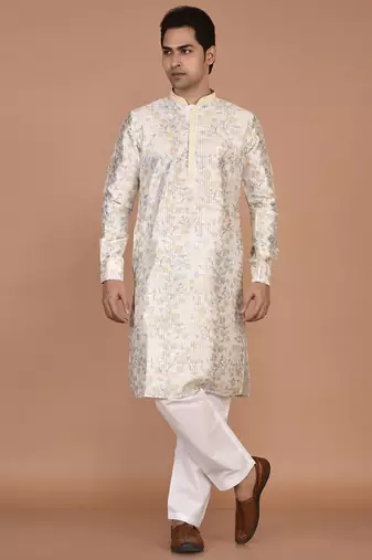 Men's premium silk printed kurta