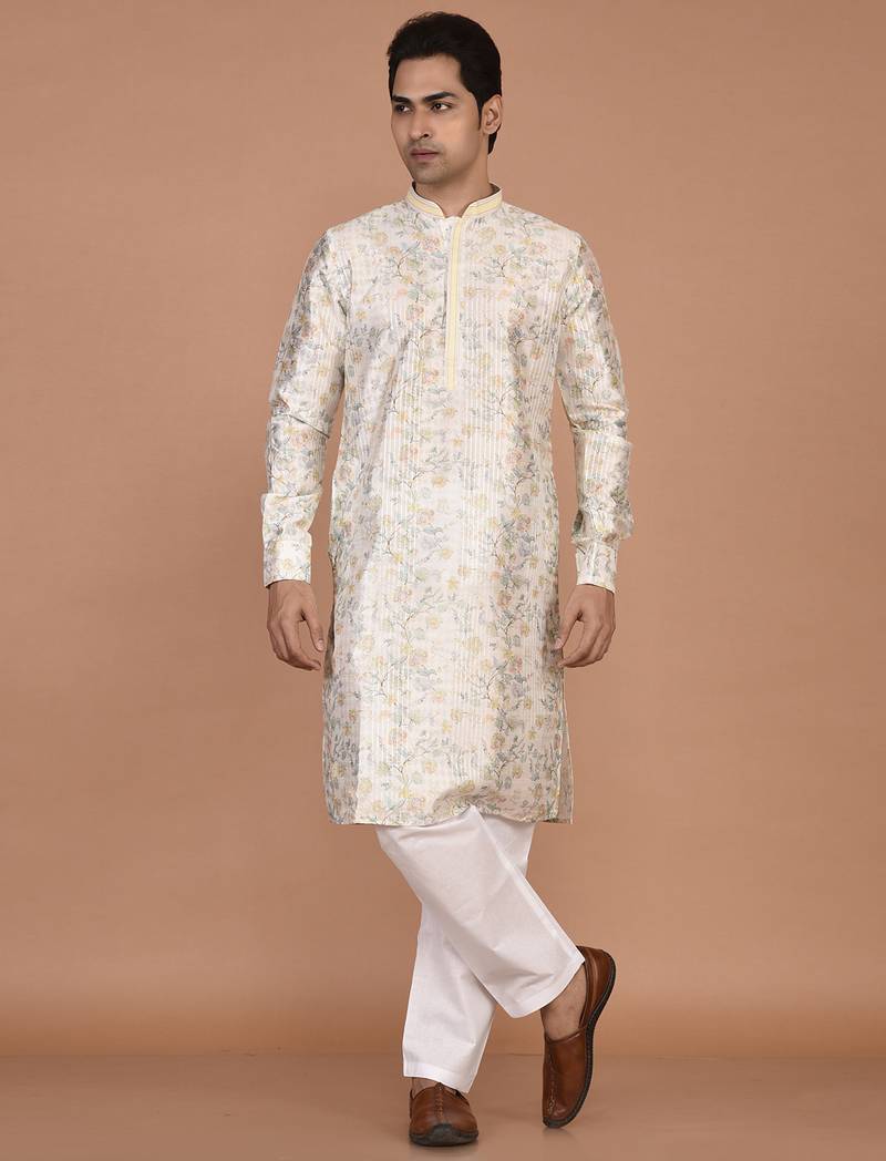 Men's premium silk printed kurta