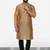 Beige embroidered dupion silk kurta pyjama
