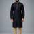 Black embroidered dupion silk kurta pyjama