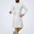White embroidered dupion silk kurta pyjama