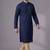 Blue embroidered dupion silk kurta pyjama
