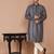 Men's print cotton kurta with threadwork