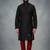 Black embroidered dupion silk kurta pyjama