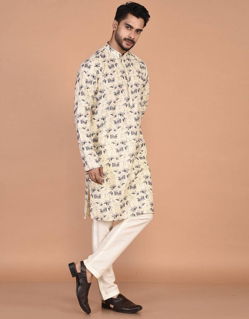 Men’s cotton printed kurta for ethnic wear