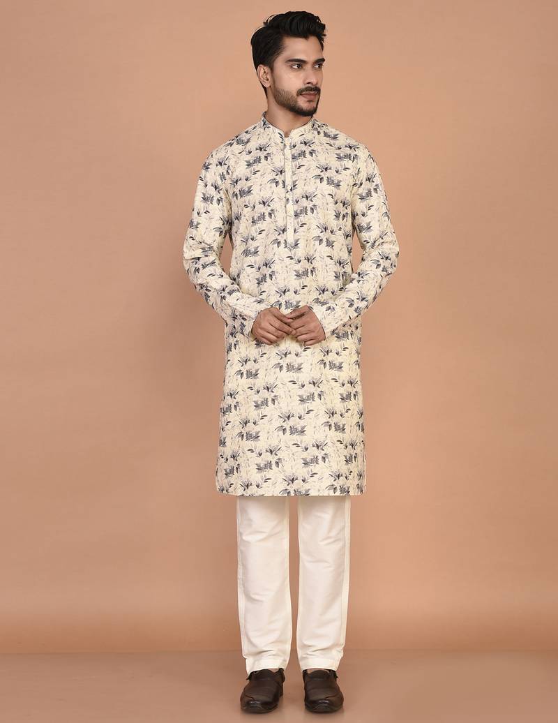 Men’s cotton printed kurta for ethnic wear