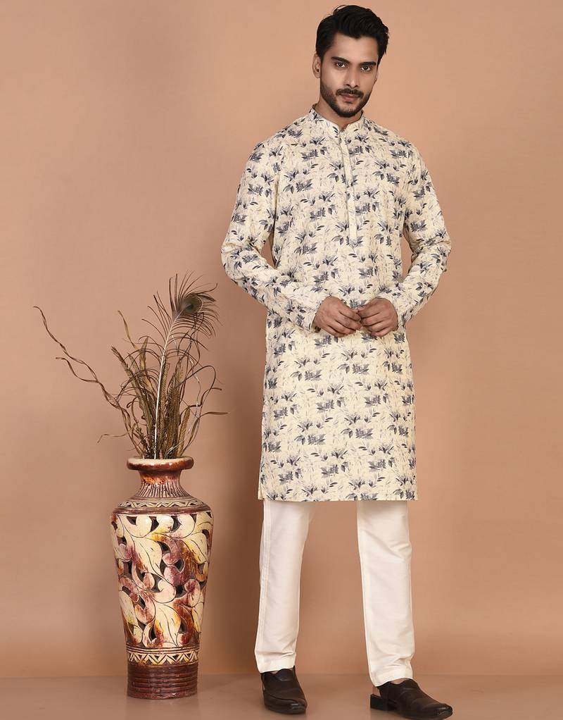 Men’s cotton printed kurta for ethnic wear