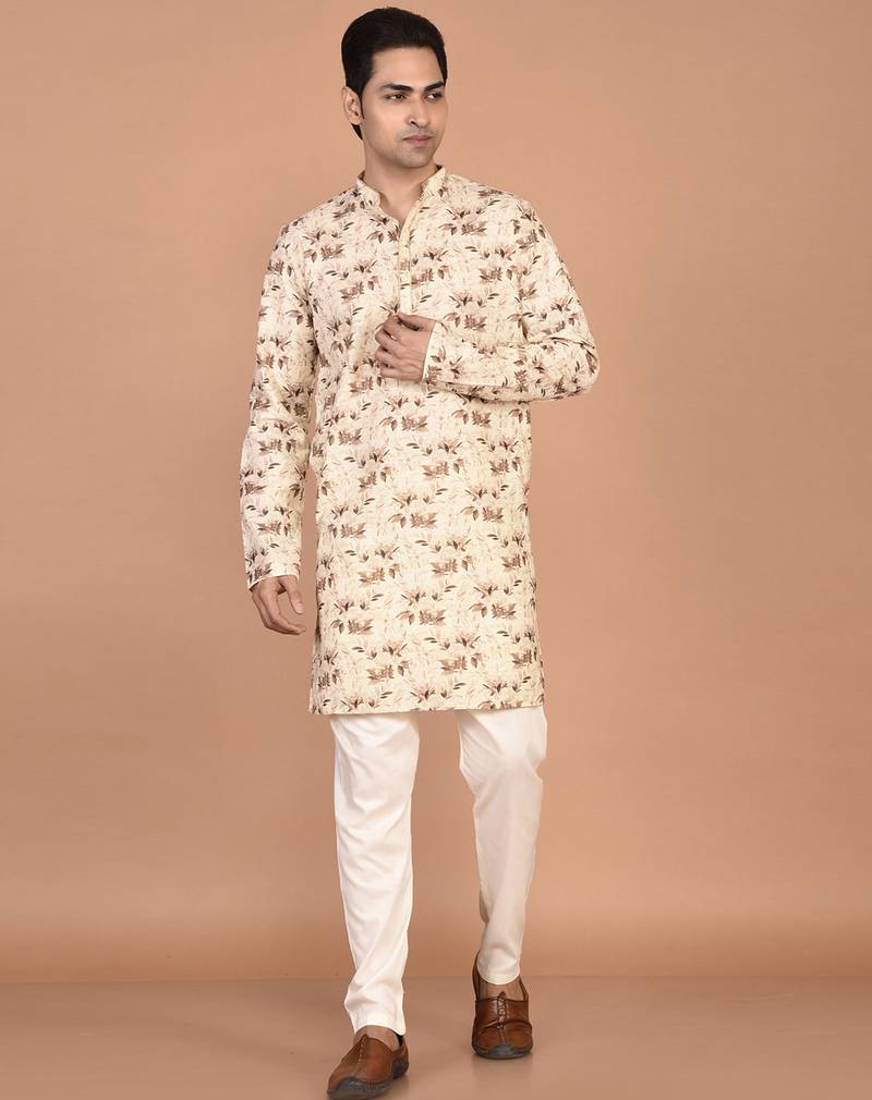 Men’s cotton printed kurta for ethnic wear