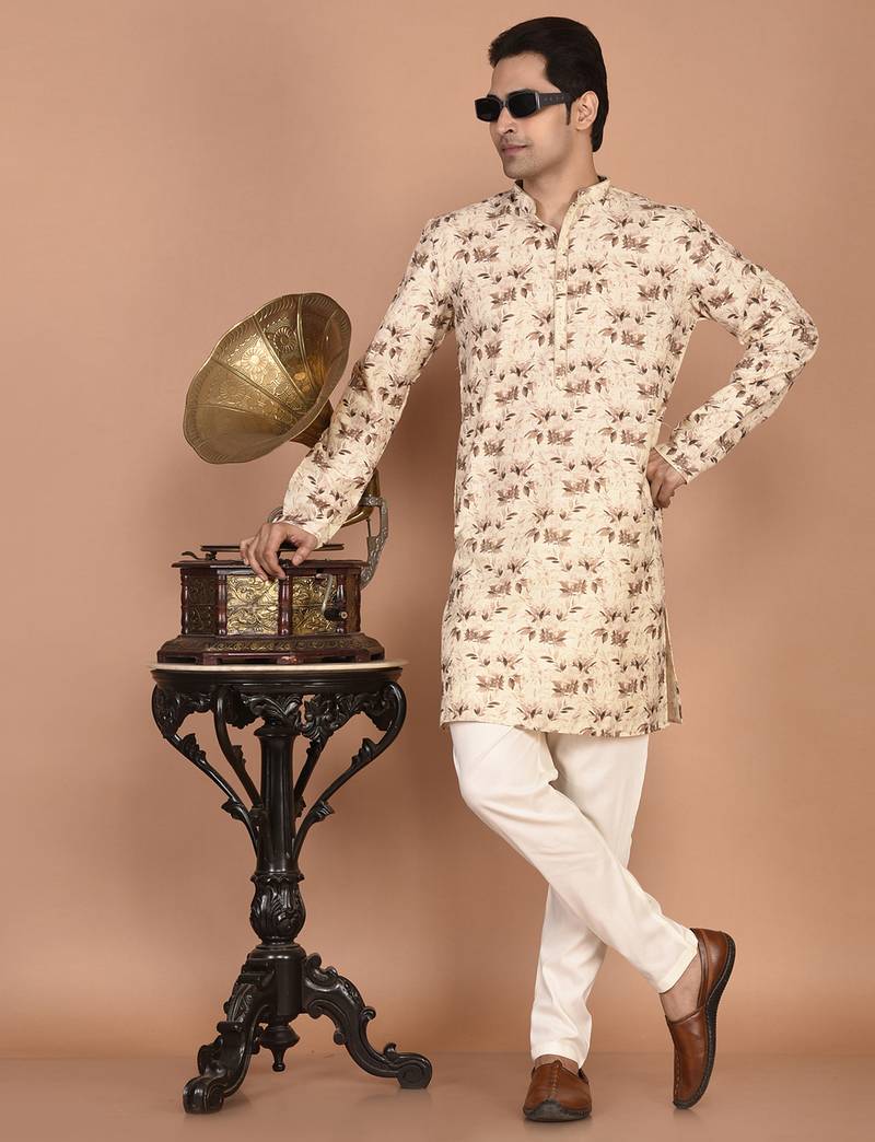 Men’s cotton printed kurta for ethnic wear
