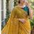 Mustard Color Moti And Sequence HandWork Satin Saree