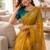Mustard Color Moti And Sequence HandWork Satin Saree