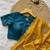 Mustard Color Moti And Sequence HandWork Satin Saree